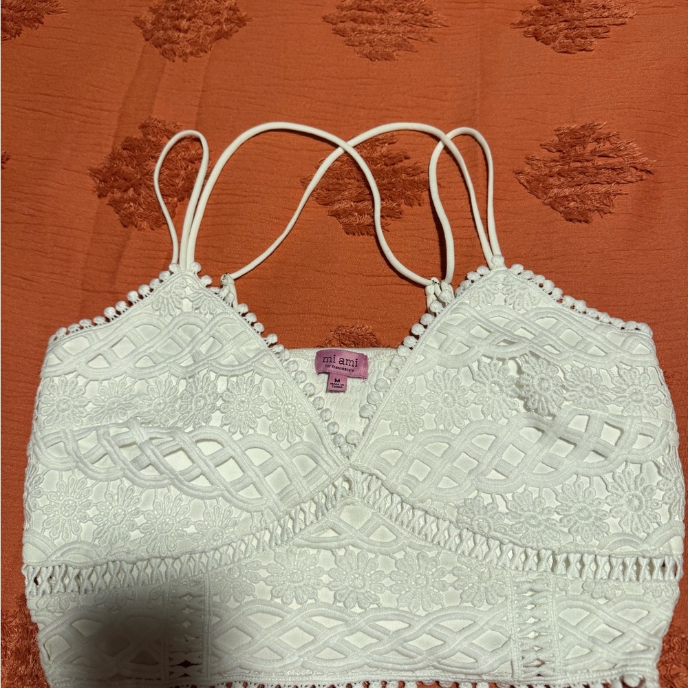 White and Black Textured Top (Miami for Francesca’s)